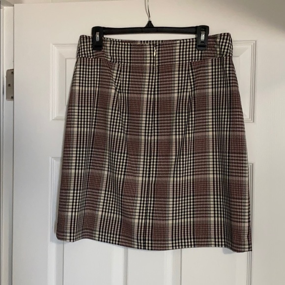 Ann Taylor Pink-Black-Cream Plaid Skirt - Picture 2 of 2